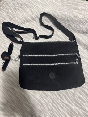 Kipling Black Nylon Crossbody with Monkey Charm
